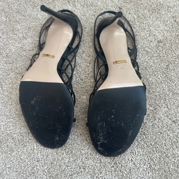 Gucci Marmont Pearl Button Black Strappy Heels - EUC - Picture 7 of 13